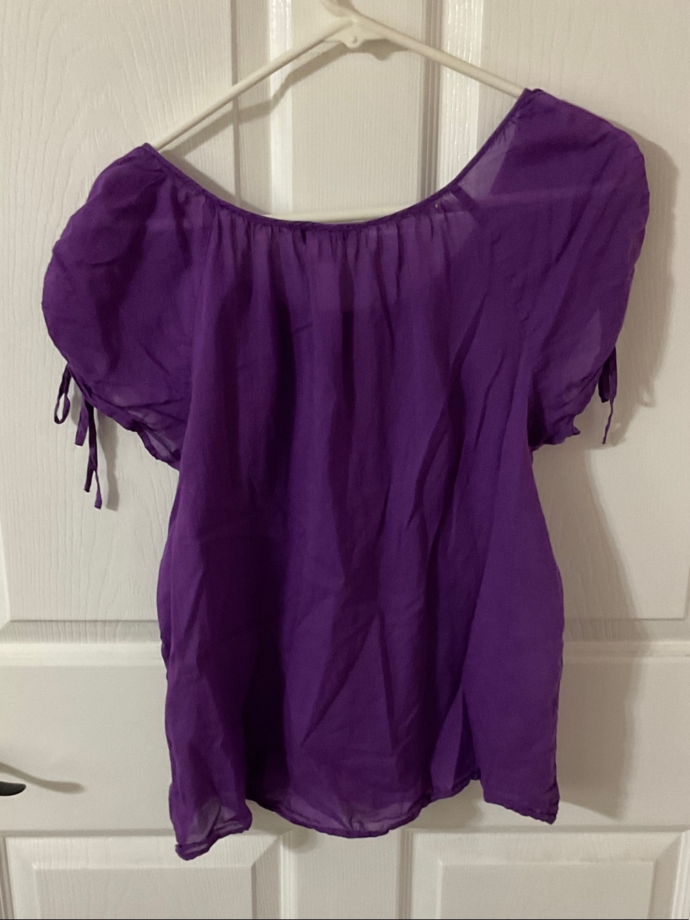 American Eagle Outfitters Purple Short-Sleeve Peasant Blouse - Picture 4 of 5